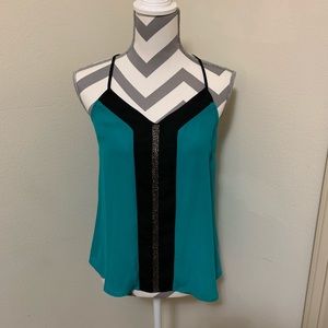 Socialite Teal & Black Beaded Blouse